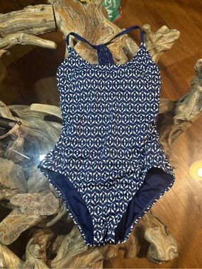 Geometrical Blue braided one piece bikini